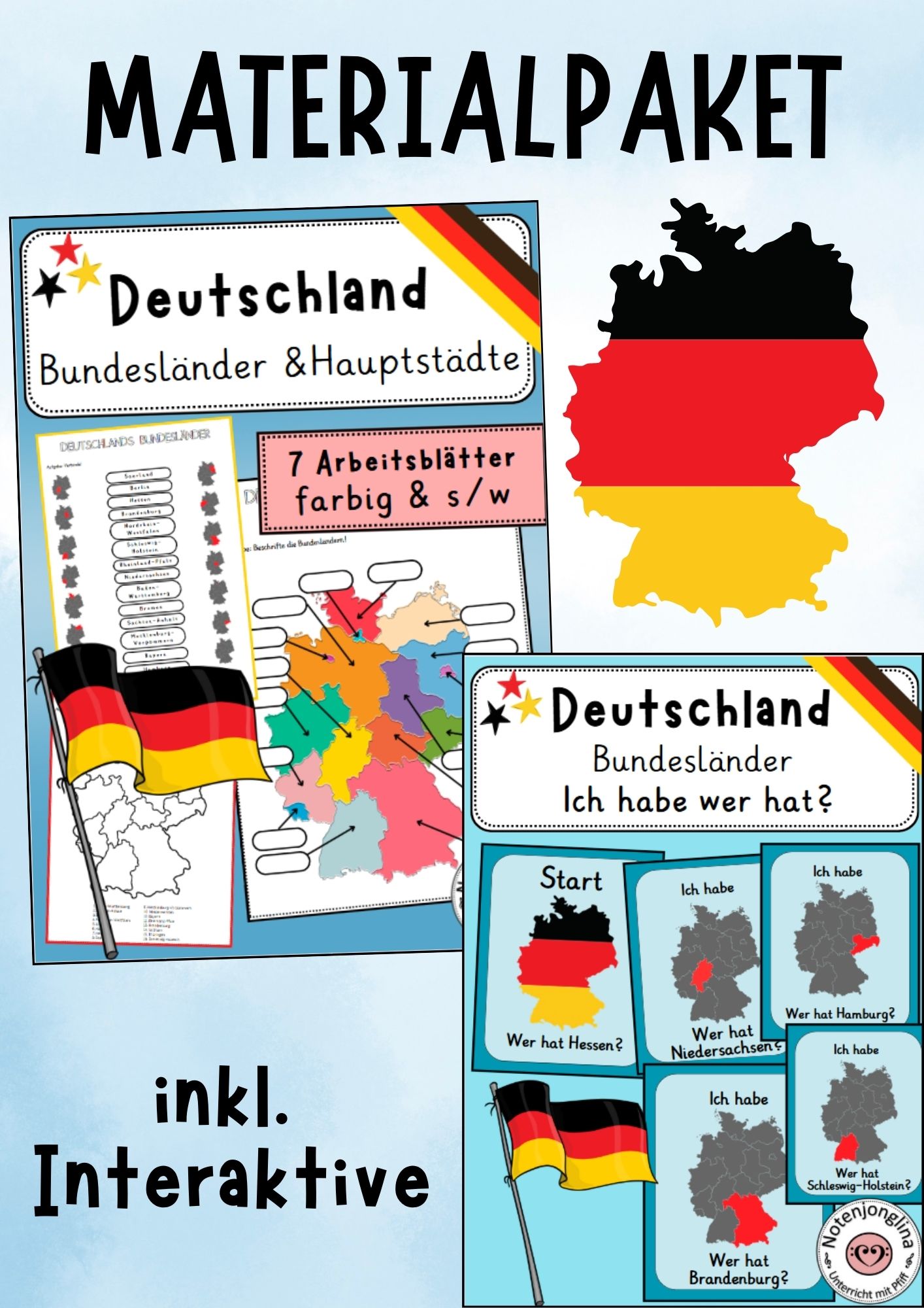 Materialpaket Deutschlands Bundesländer & Hauptstädte