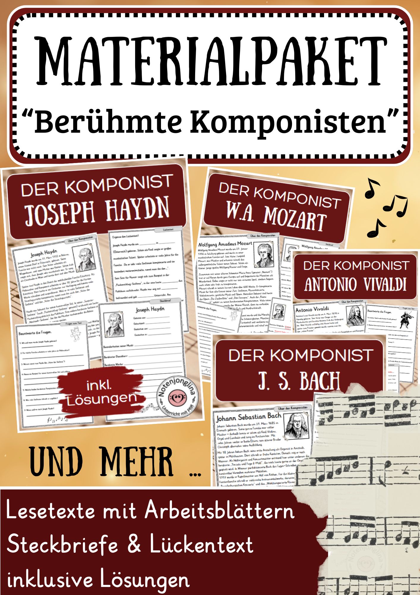 Materialpaket Berühmte Komponisten – Komponisten kennenlernen