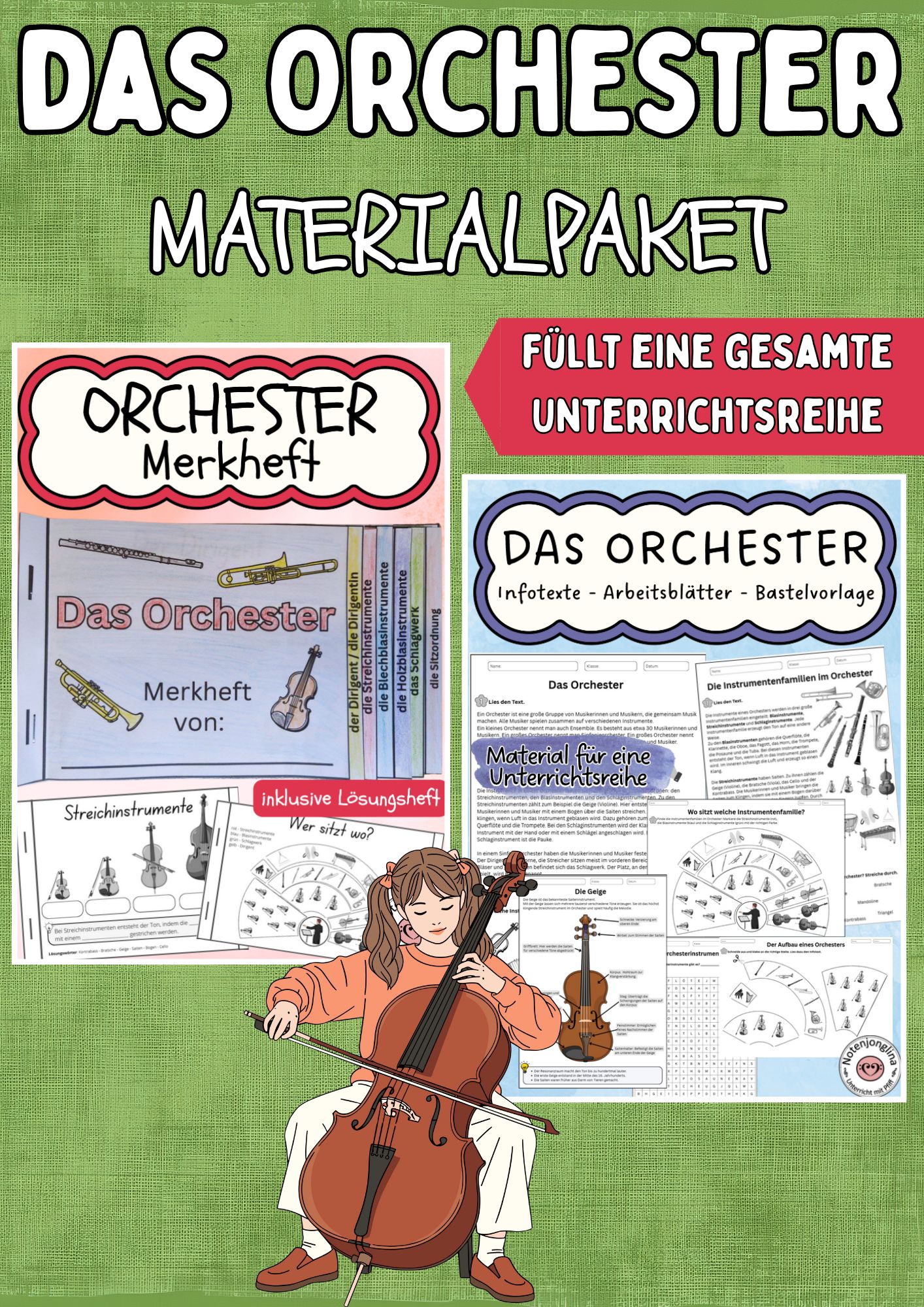 Das Orchester Materialpaket Aufgaben, Merkheft Lösungen