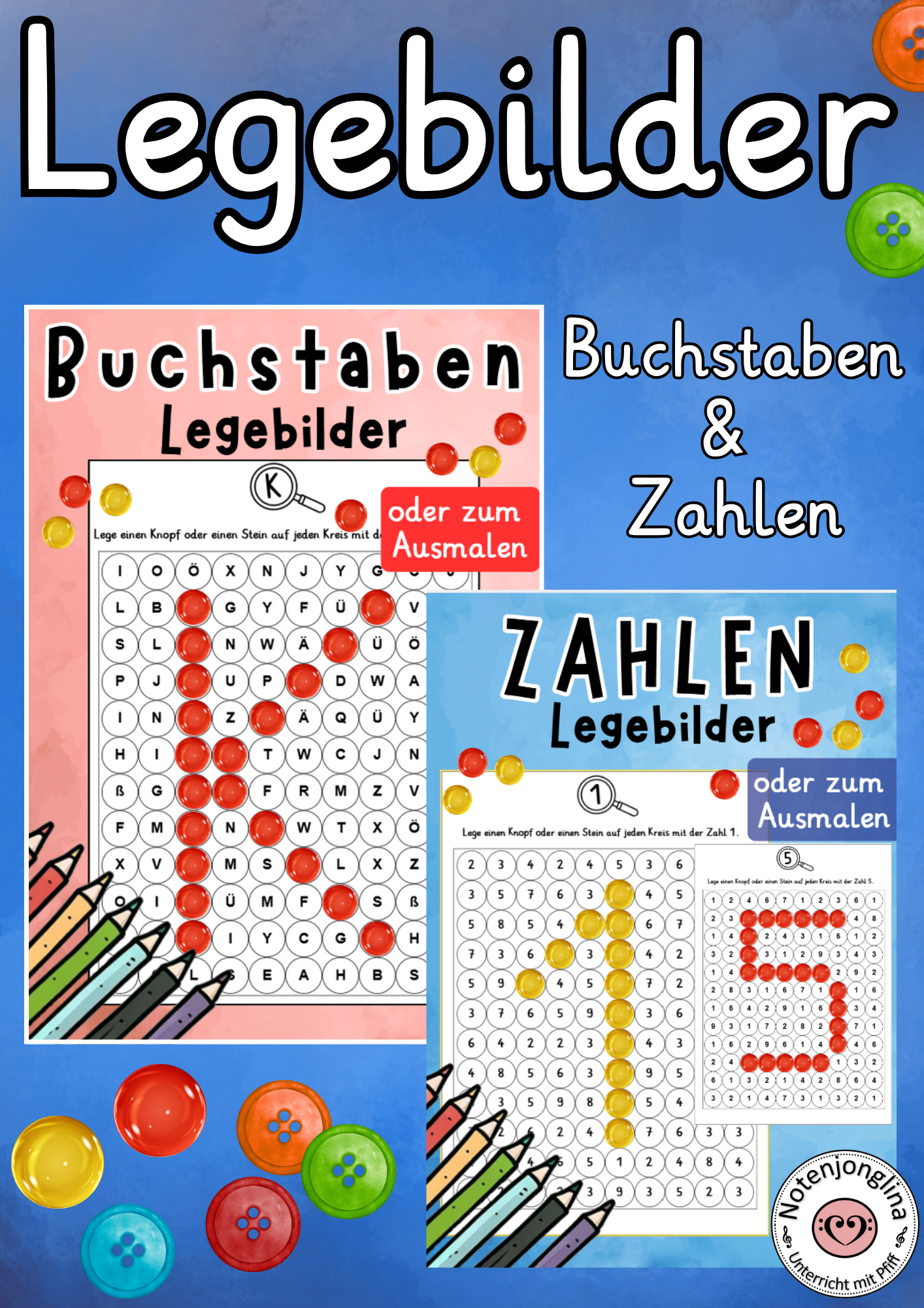 Legebilder Materialpaket Zahlen und Buchstaben Freiarbeit