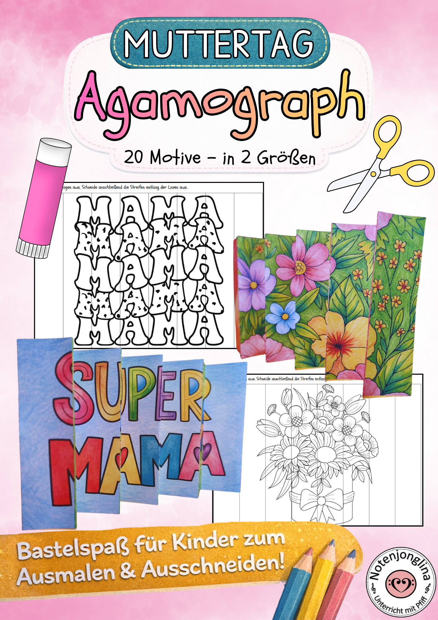 Muttertag Bastelprojekt Agamograph basteln Valentinstag