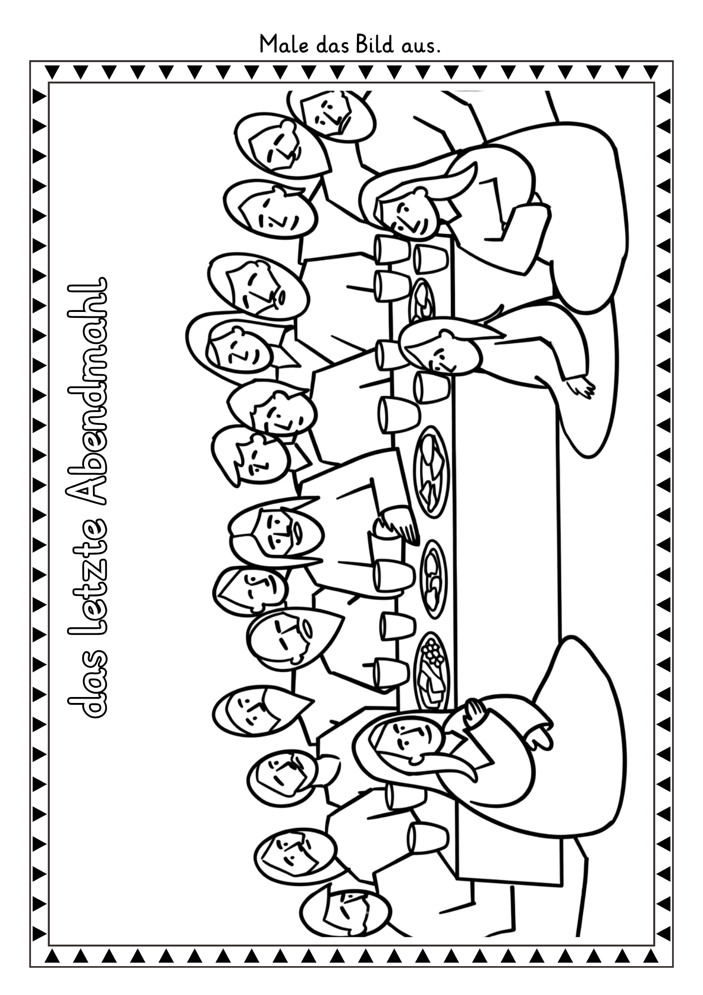 das letzte Abendmahl Ausmalbild Religion