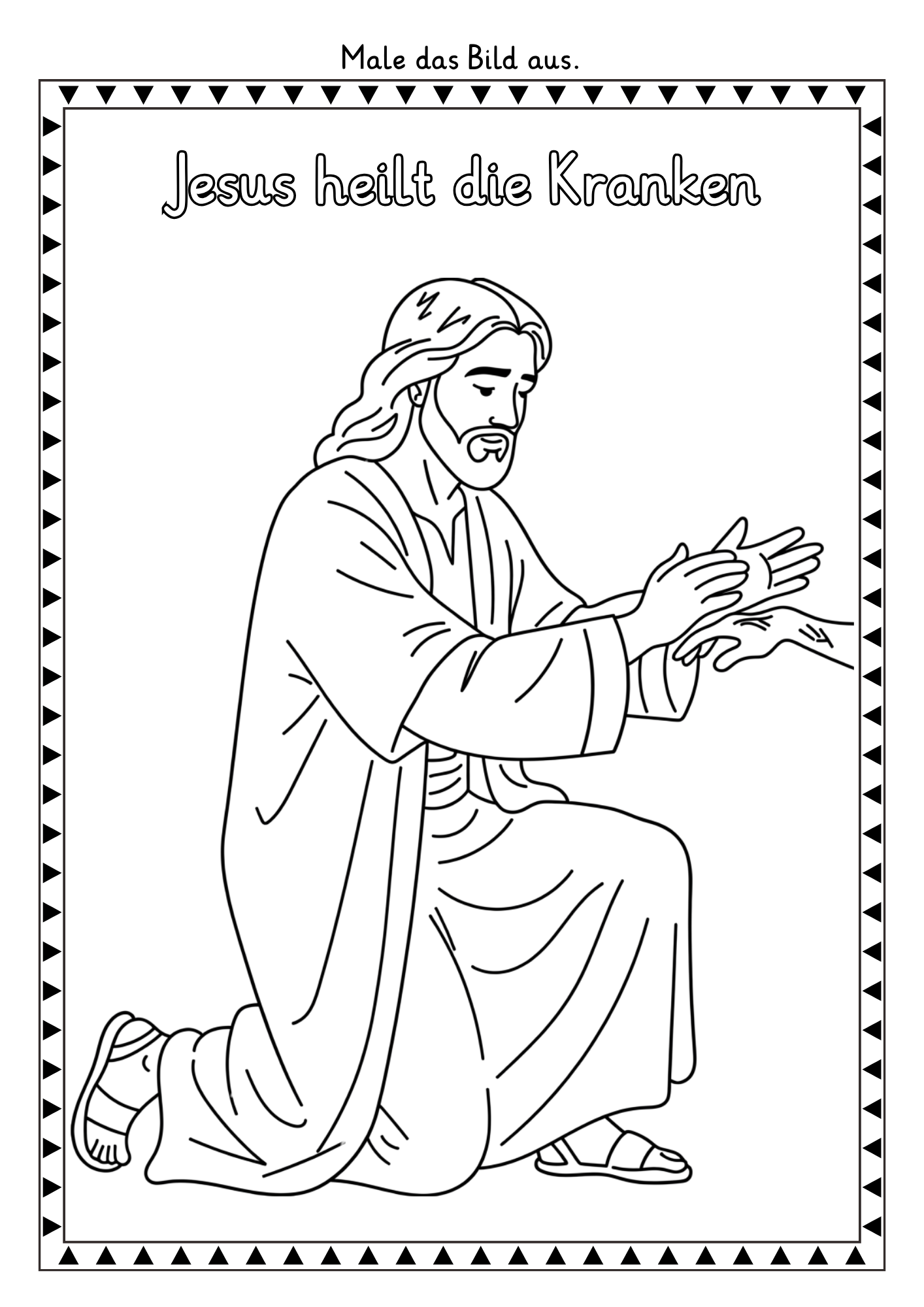 Jesus heilt die Kranken Ausmalbild Religion