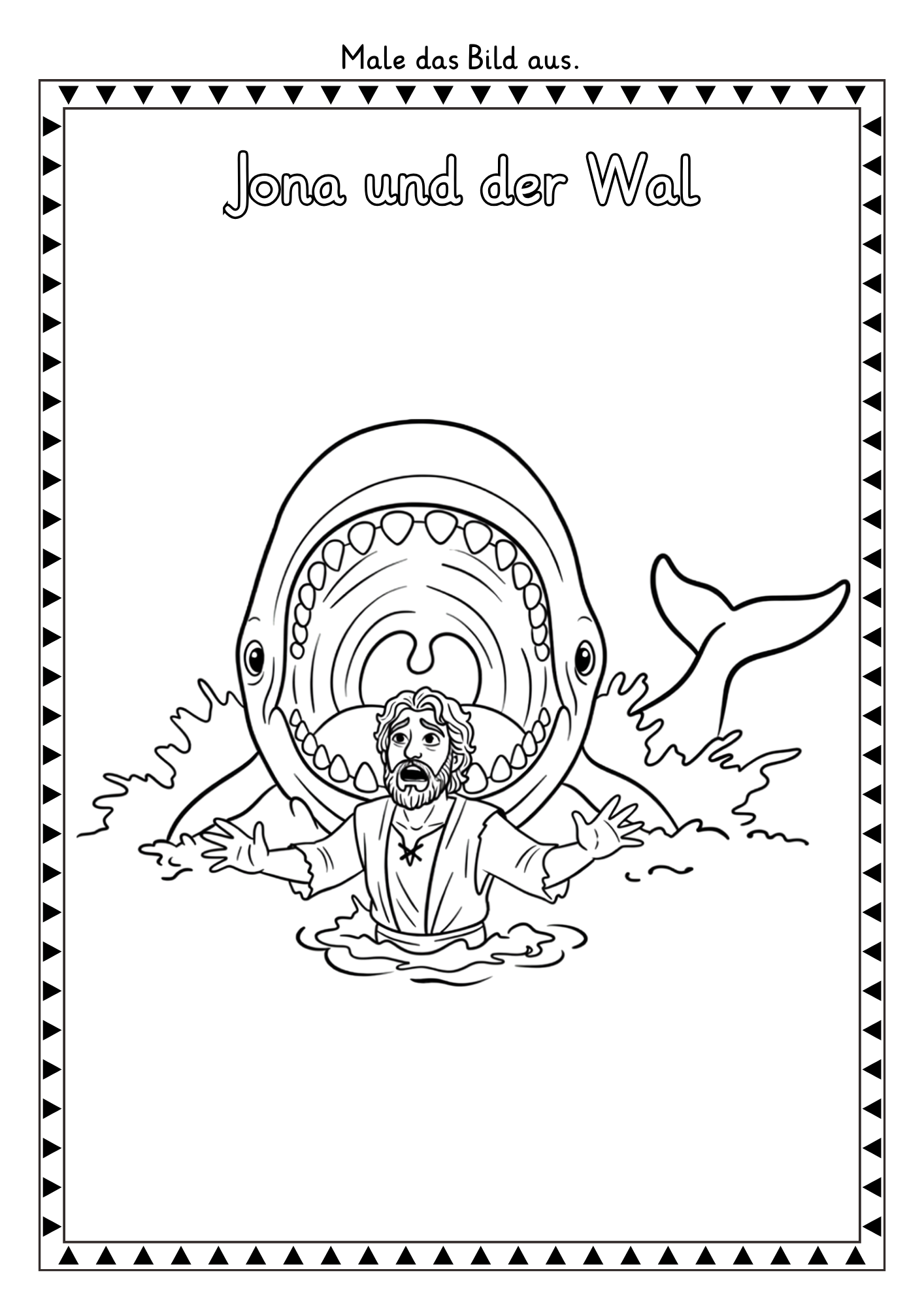 Jona und der Wal Ausmalbild