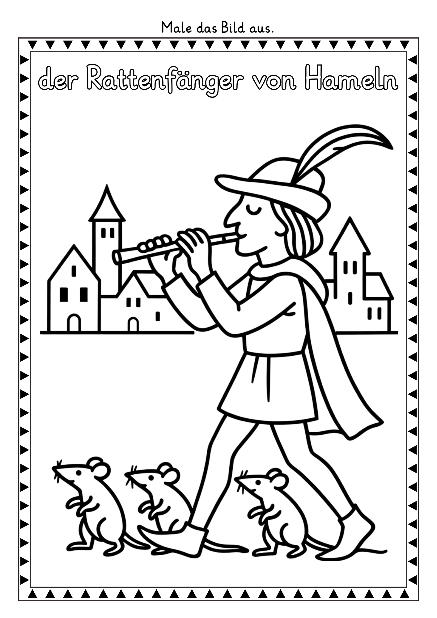 Der Rattenfänger von Hameln Ausmalbild