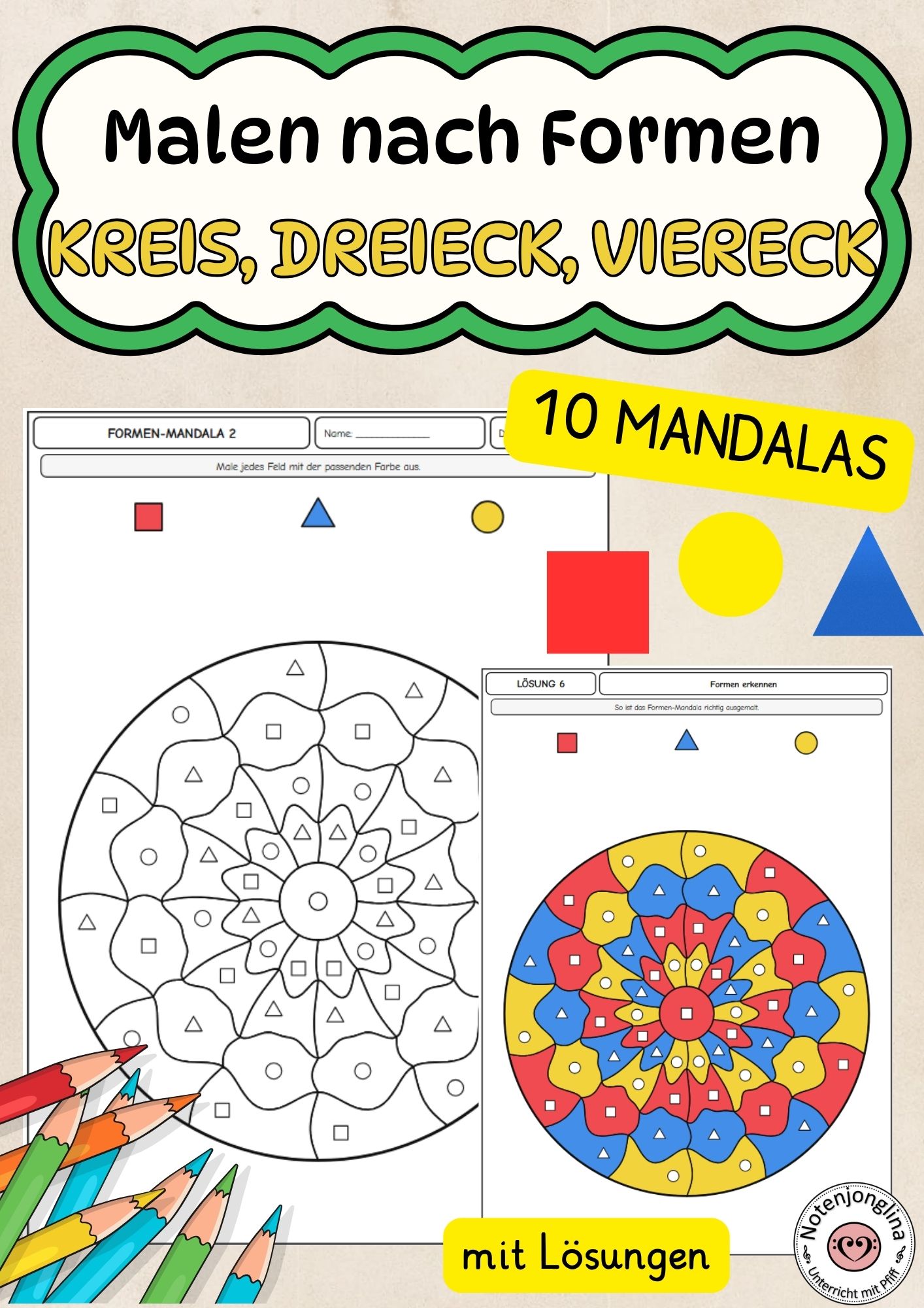 Malen nach Formen Mandalas Dreieck Viereck Kreis Anfangsunterricht