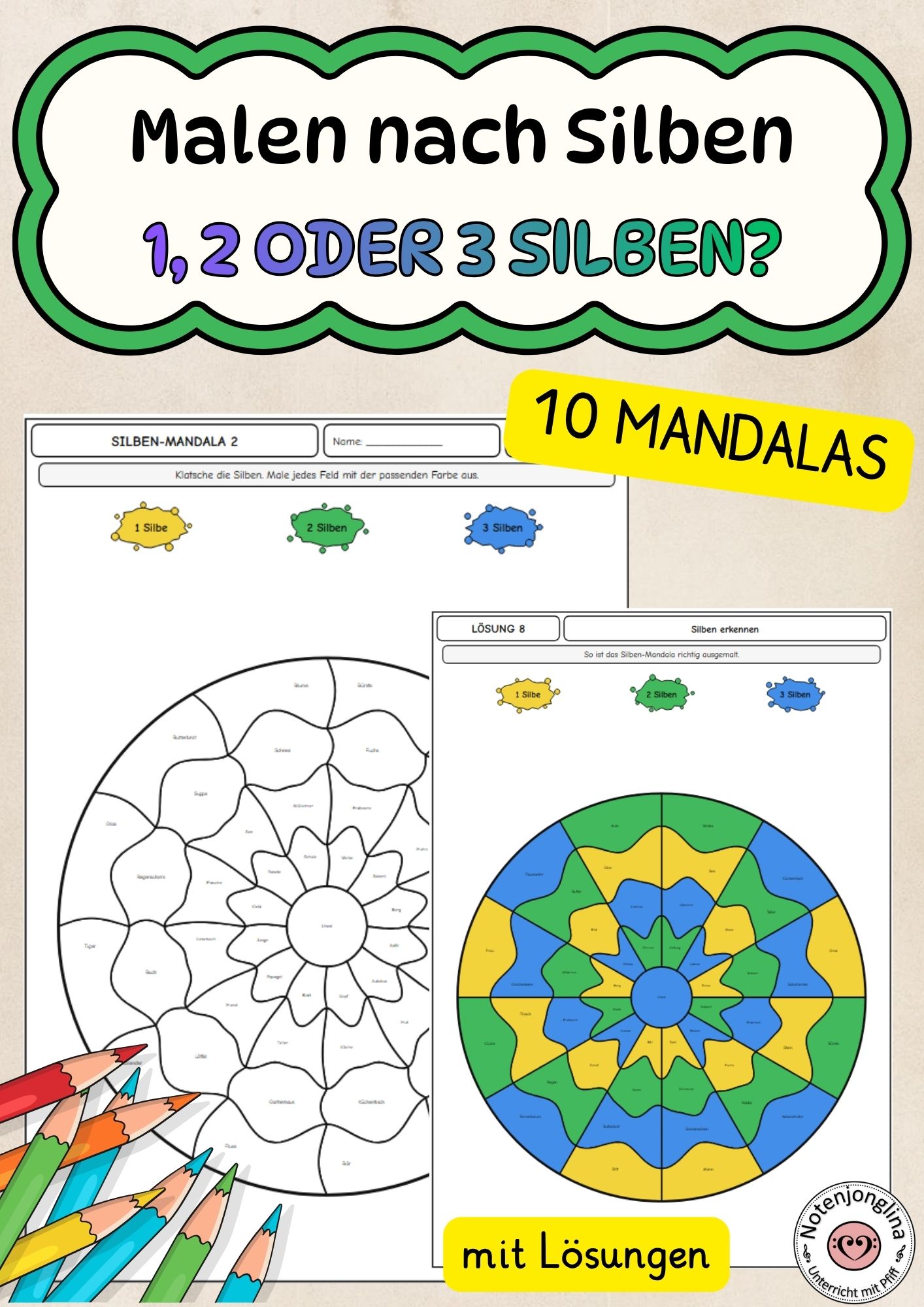 Malen nach Silben – Mandala DaZ Silben Klatschen