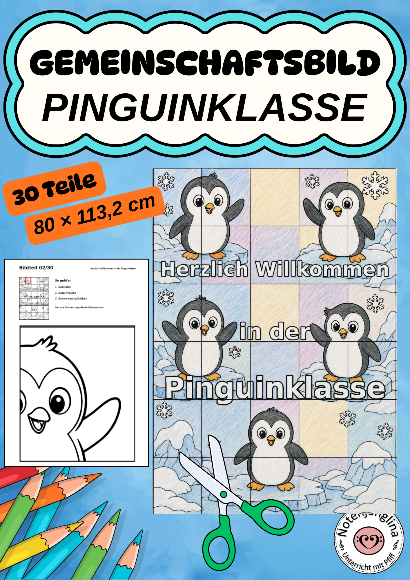 Pinguinklasse Gemeinschaftsbild 30 Teile Gemeinschaftsprojekt