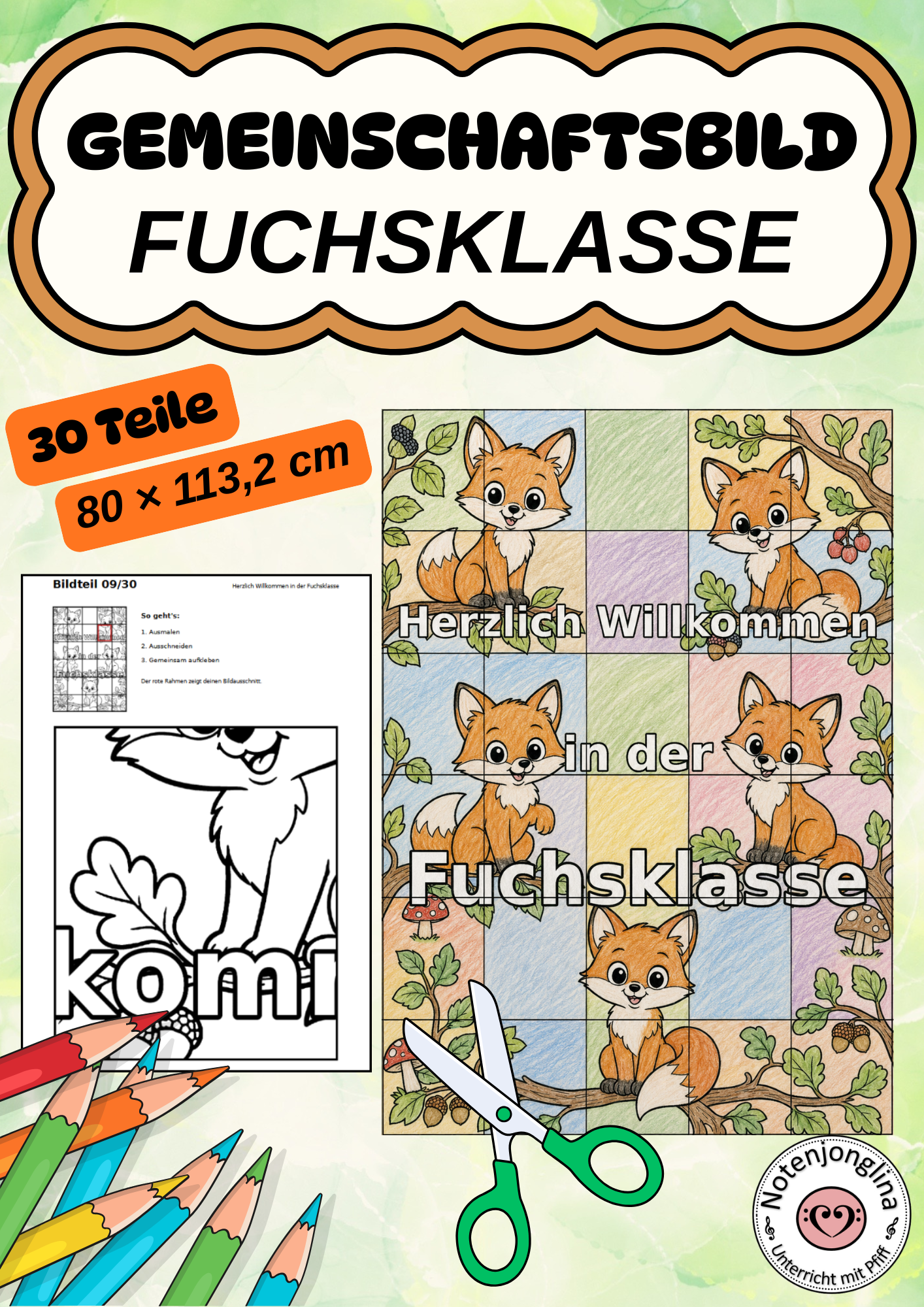 Fuchsklasse Gemeinschaftsbild 30 Teile Bastelprojekt