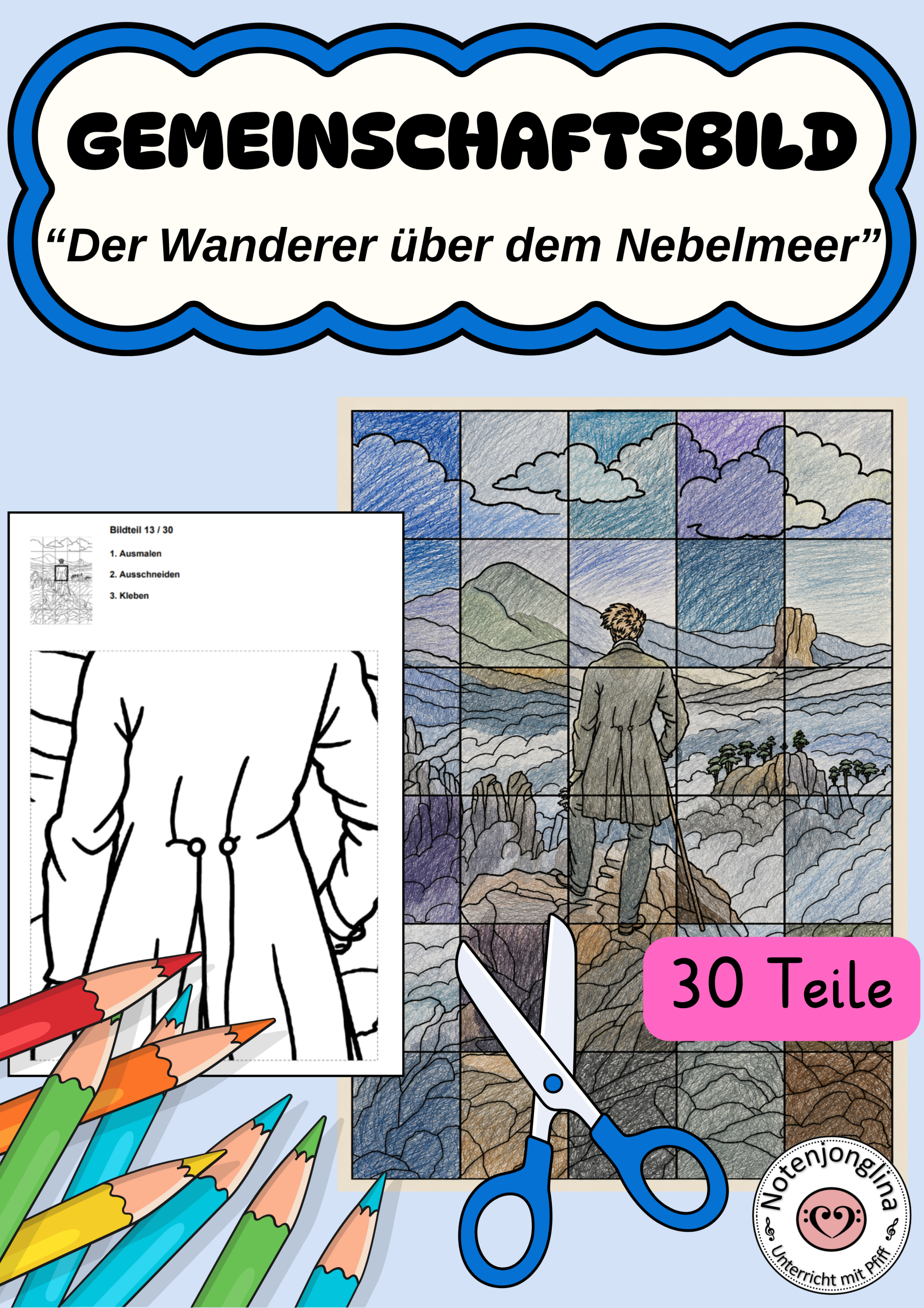 Gemeinschaftsbild Wanderer über dem Nebelmeer Kunstprojekt