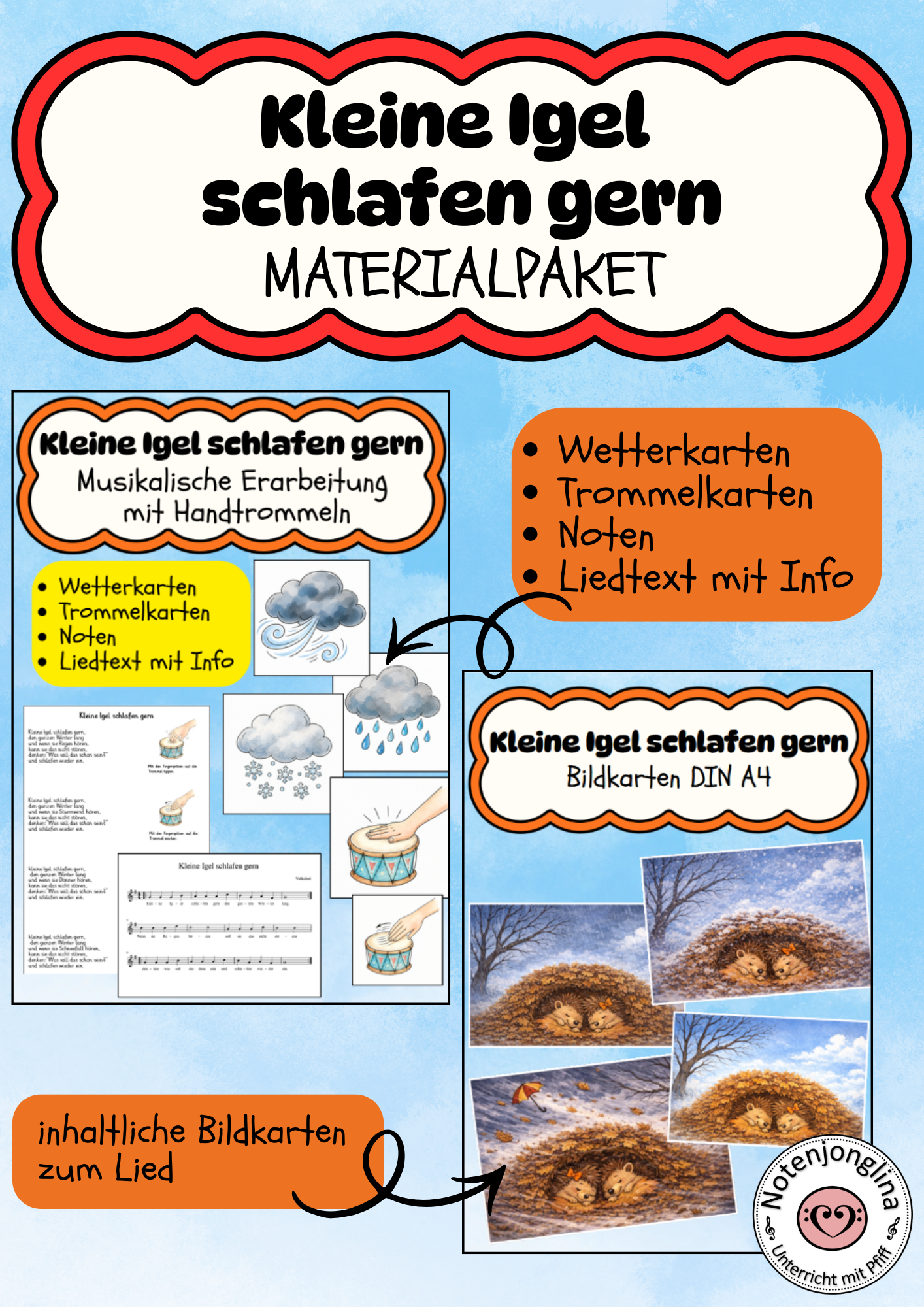 Kleine Igel Schlafen Gern Materialpaket Musik Fachfremd Winter