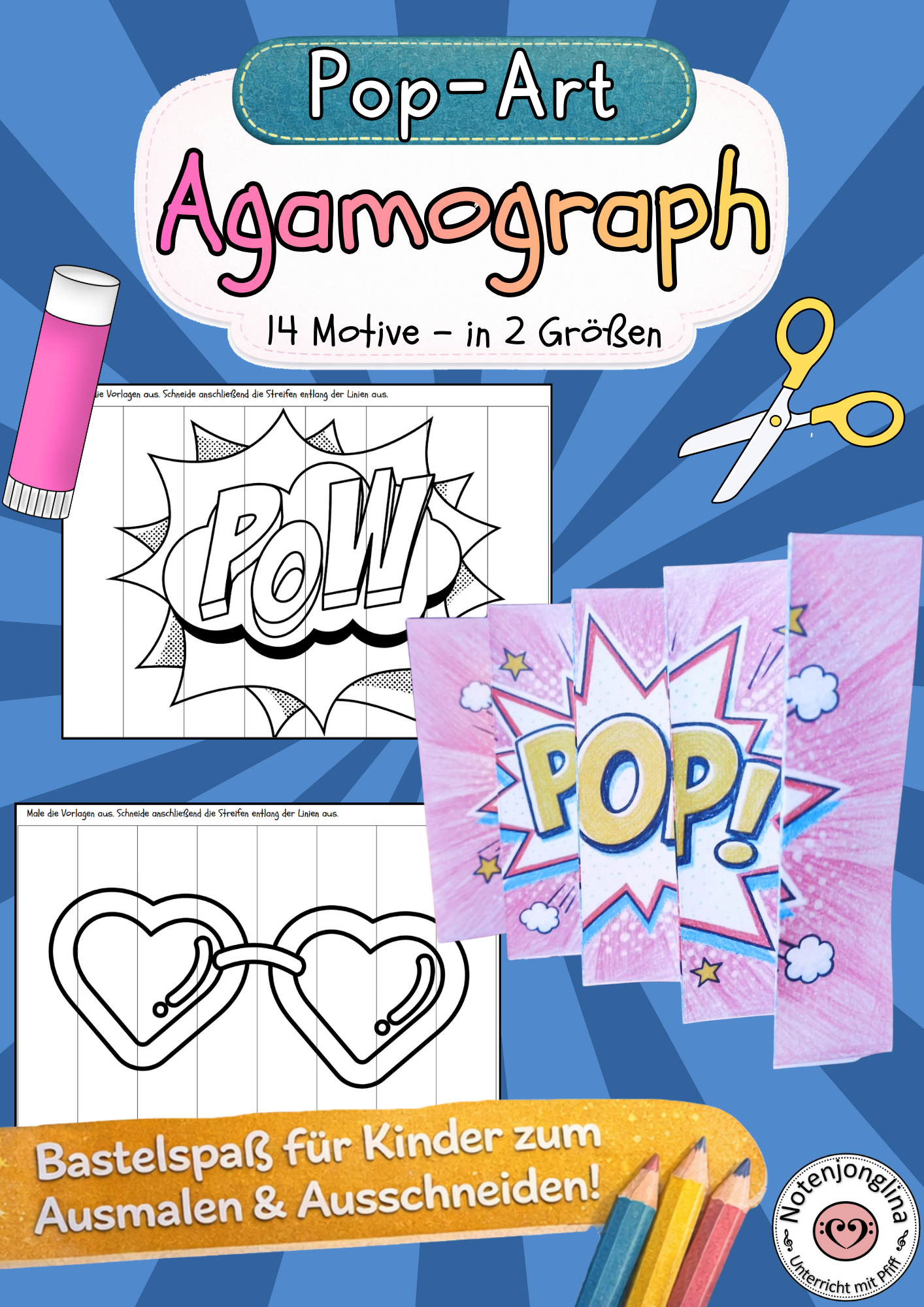 Agamograph basteln Pop-Art Zickzackbilder Wackelbild