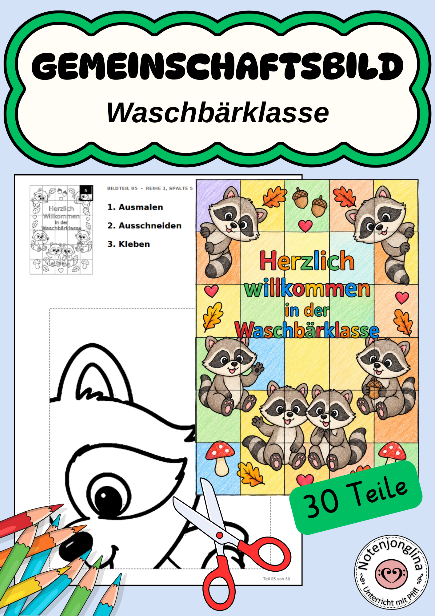 Gemeinschaftsbild Waschbärklasse Herzlich Willkommen