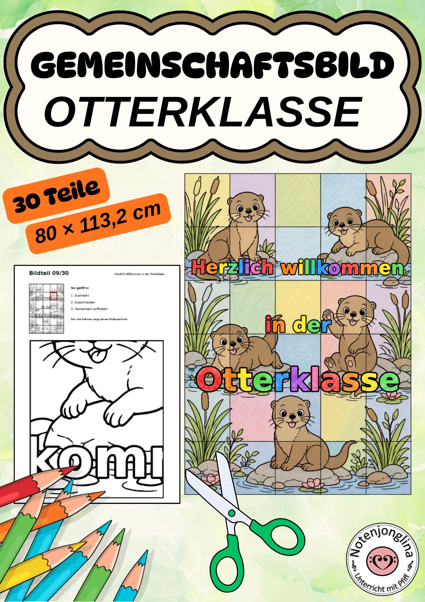Otterklasse Gemeinschaftsbild Basteln Gemeinschaftsprojekt 30 Teile