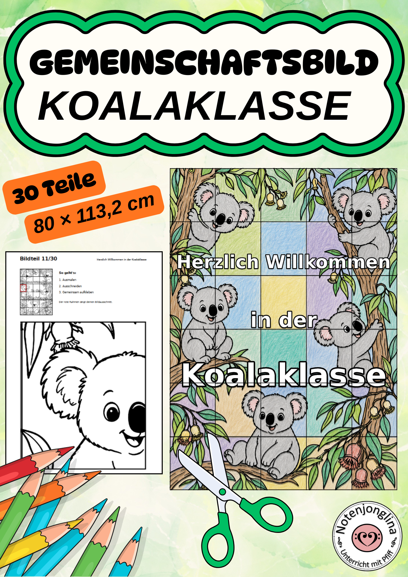 Koalaklasse Gemeinschaftsbild Herzlich Willkommen Klassendeko