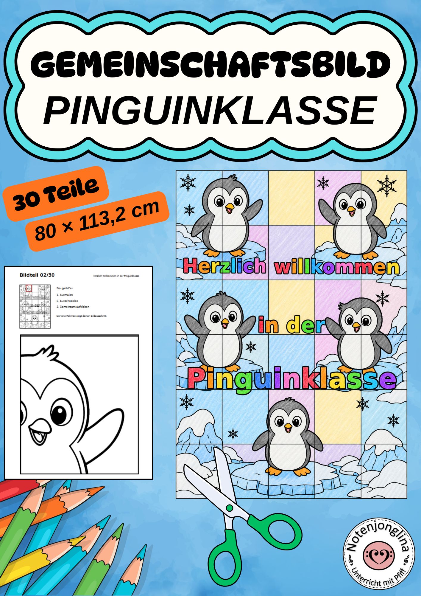 Pinguinklasse Gemeinschaftsbild 30 Teile Gemeinschaftsprojekt