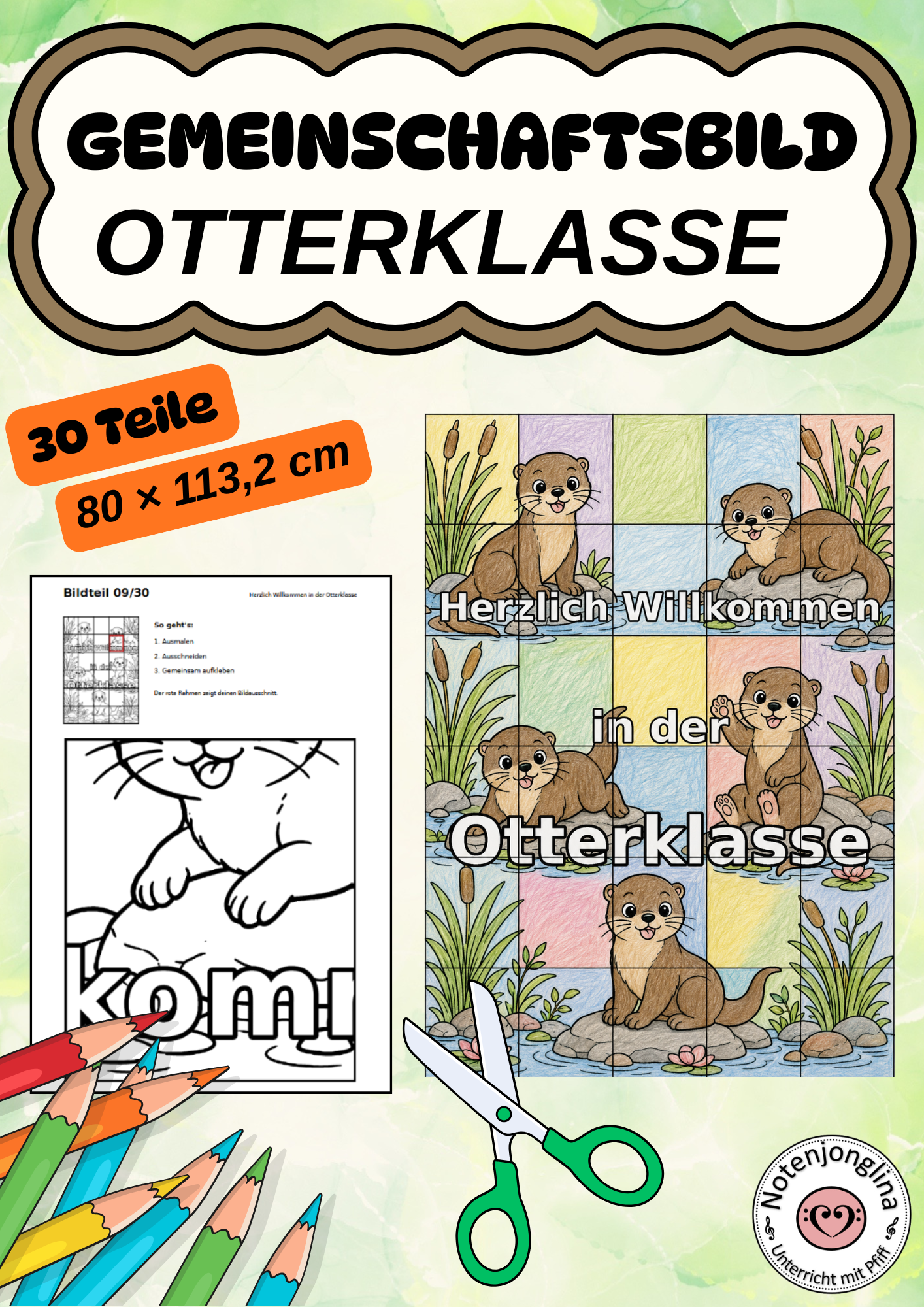 Otterklasse Gemeinschaftsbild Basteln Gemeinschaftsprojekt 30 Teile