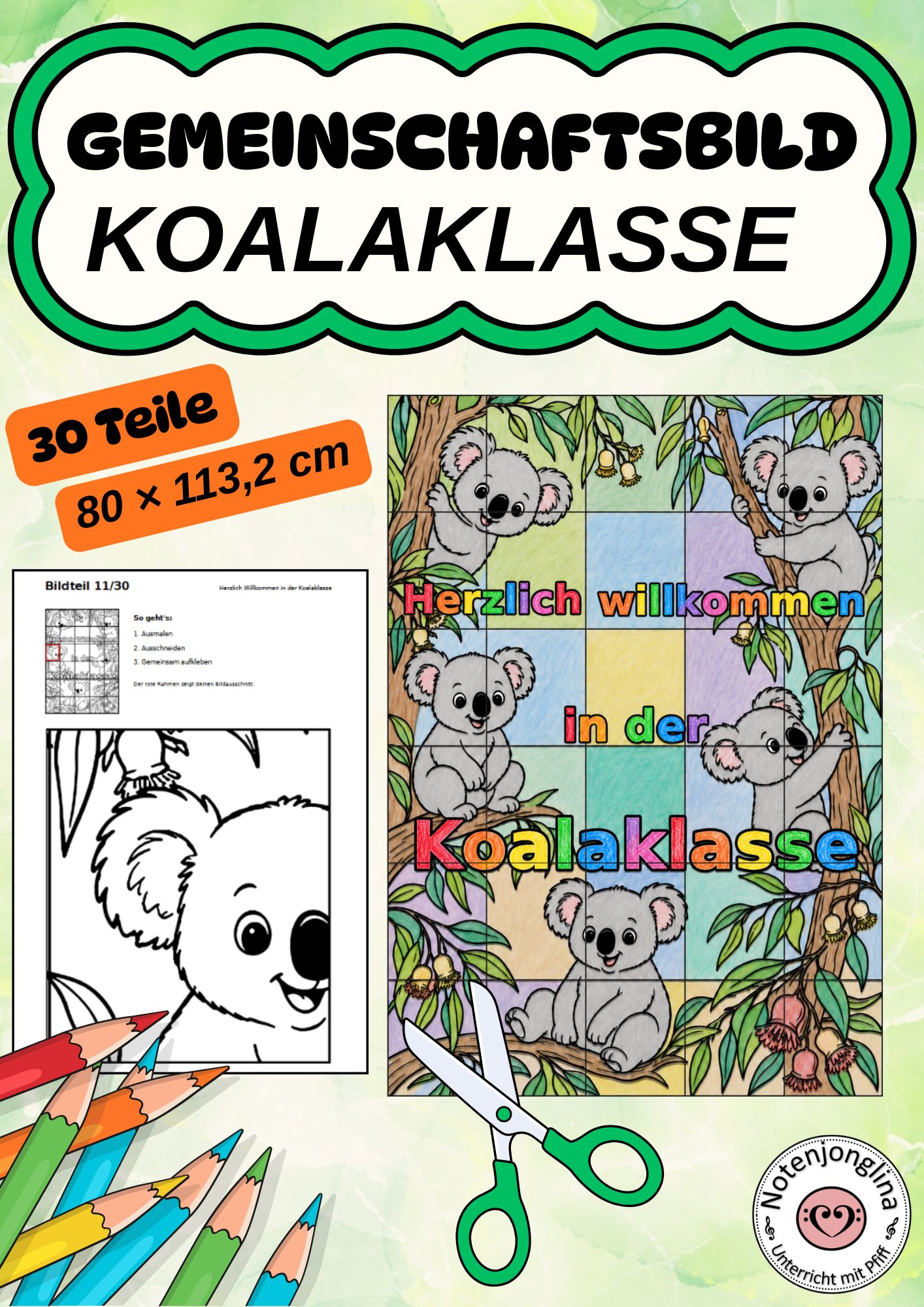 Koalaklasse Gemeinschaftsbild Herzlich Willkommen Klassendeko